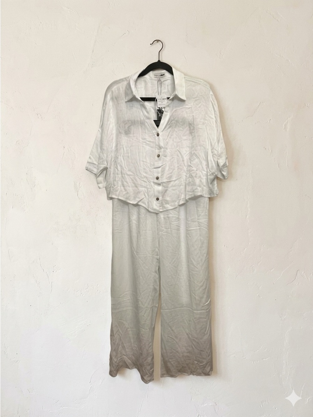 NWT Fashion Nova White Linen 2-Piece Matching Co-ord Set Size Large